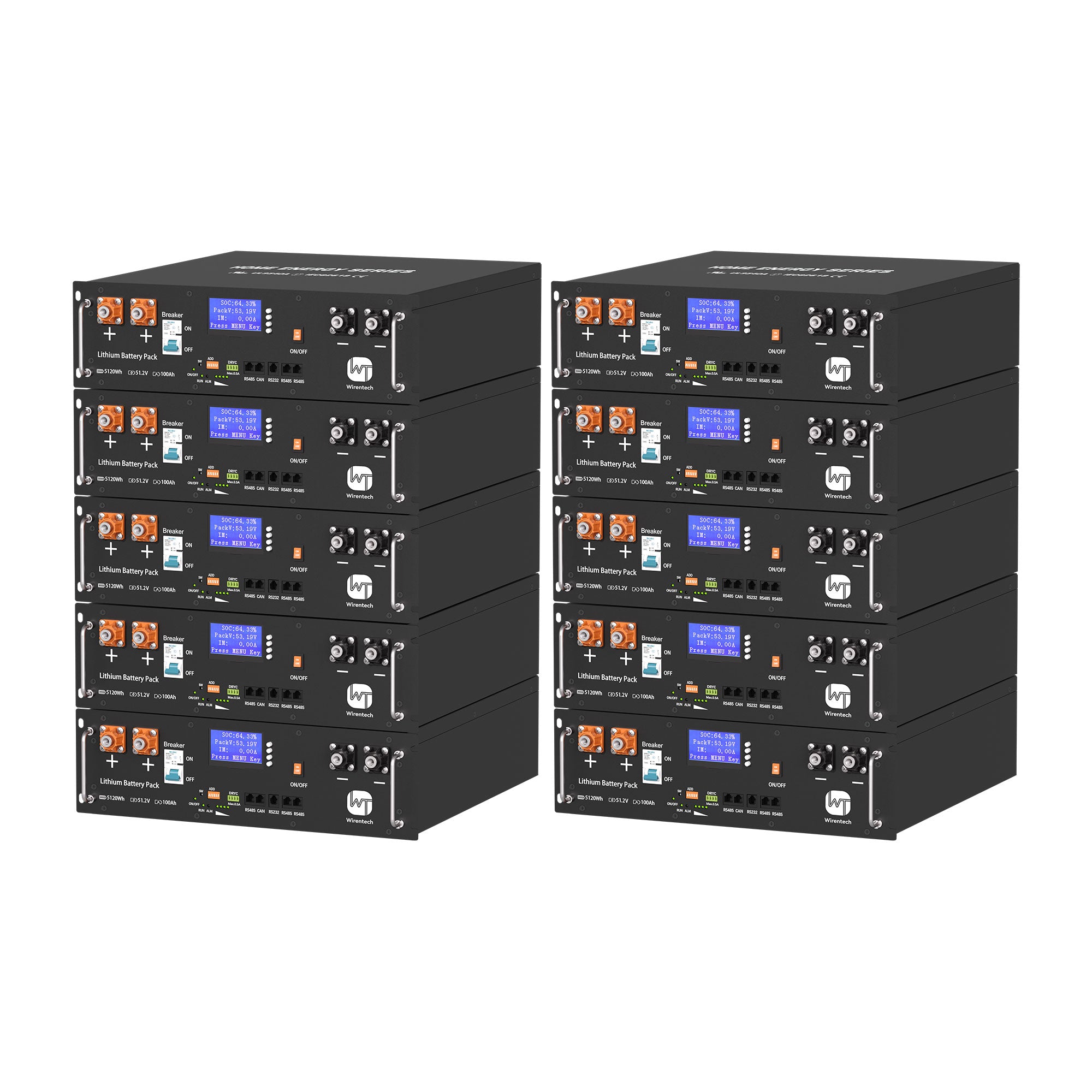 UL9540A Wirentech 48V (51.2V) 100Ah Server Rack Lithium Battery