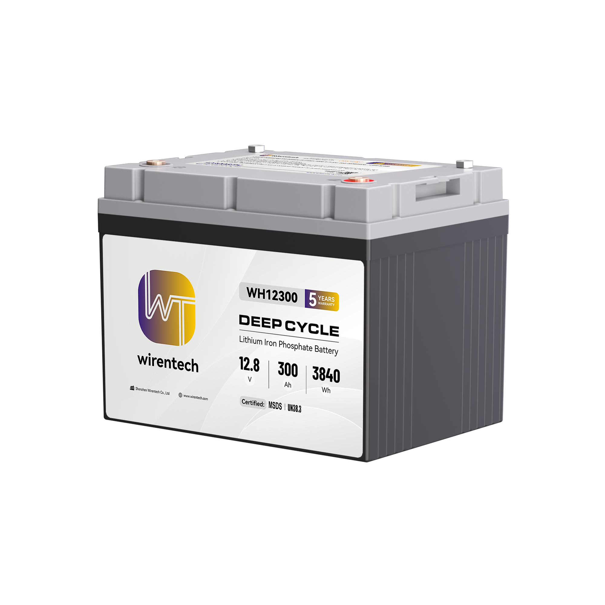 Wirentech 12V 300Ah Self-Heating Lithium Battery with Bluetooth and 250A BMS