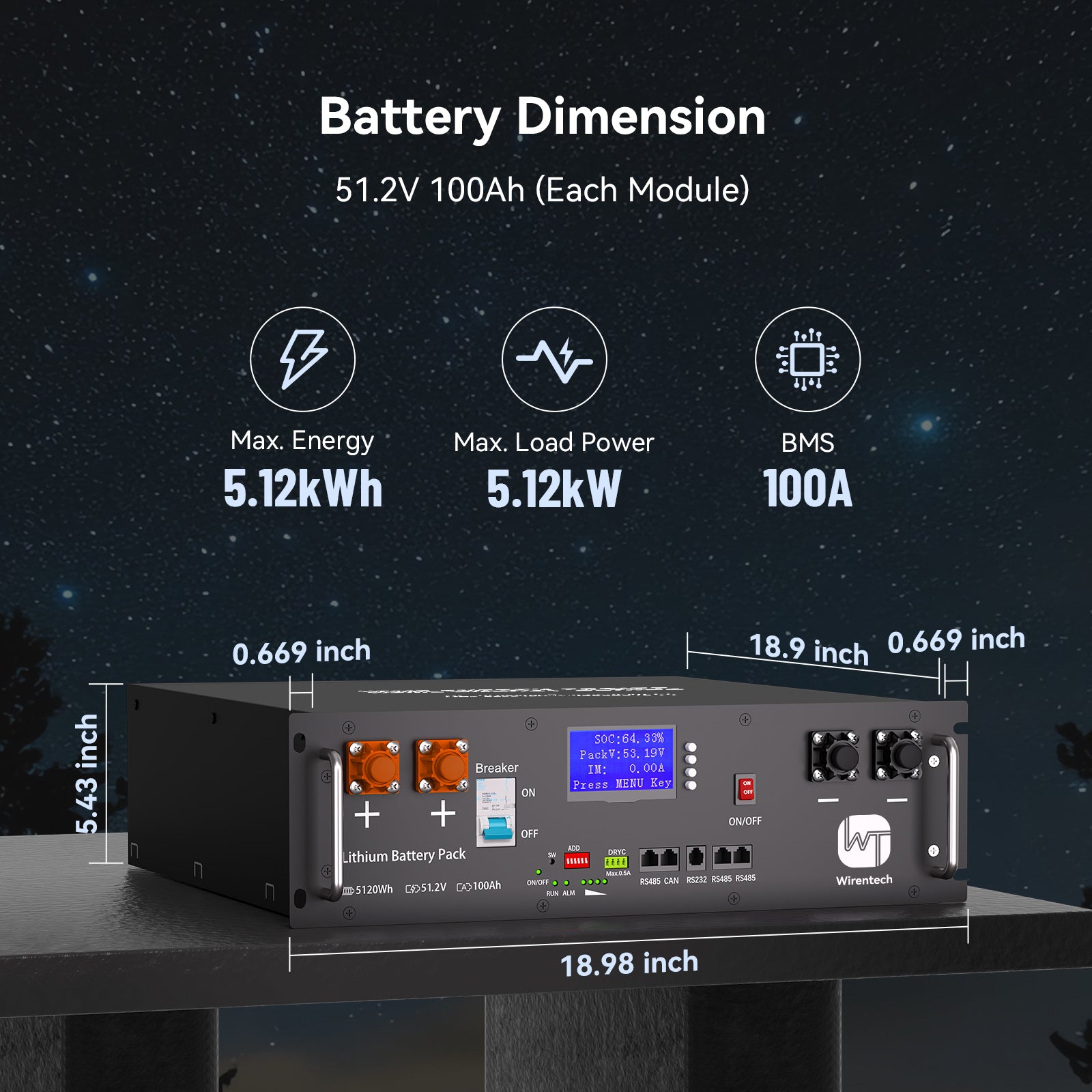 51.2V 100Ah Server Rack Battery