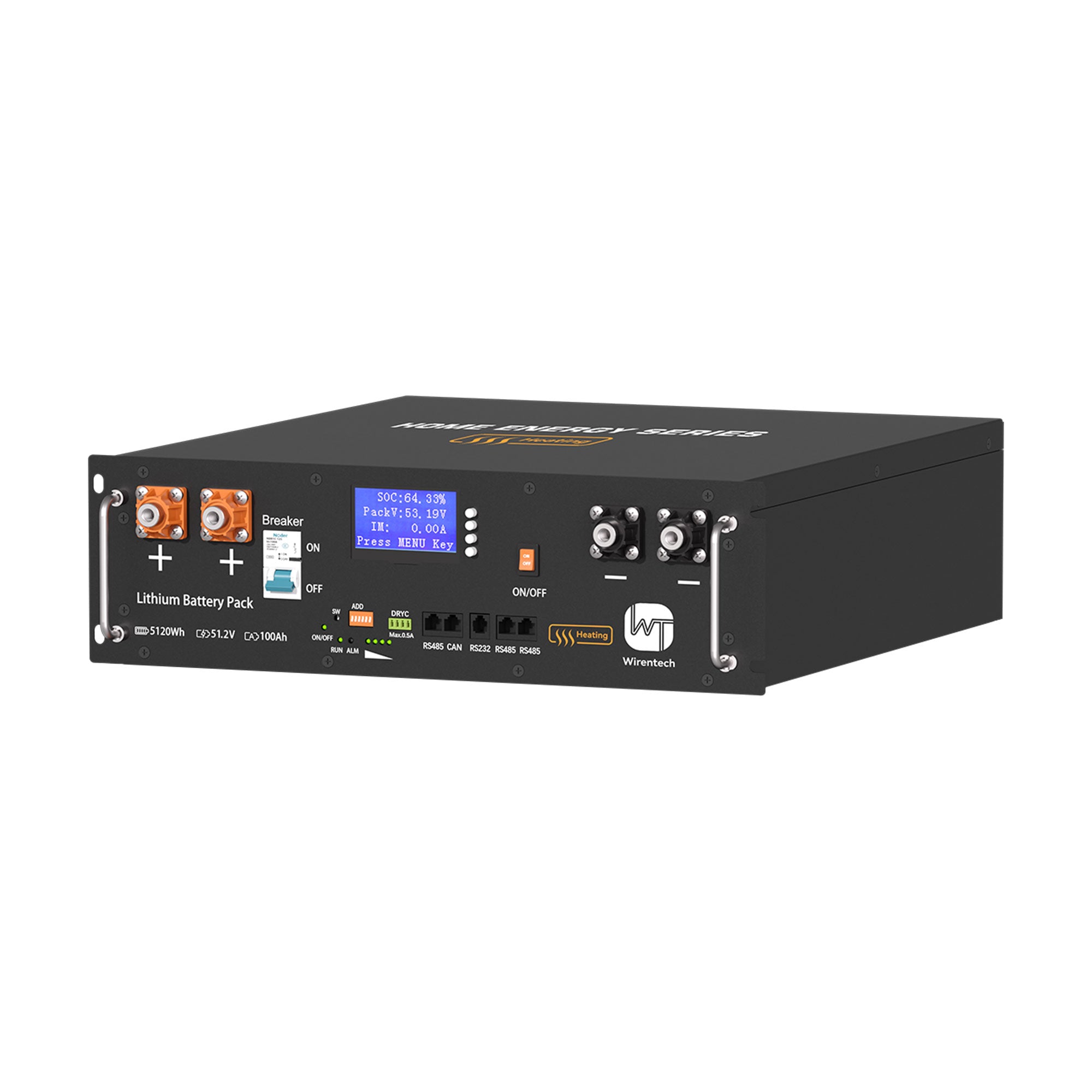 Wirentech 48V (51.2V) 100Ah Self-Heating Server Rack Lithium Battery