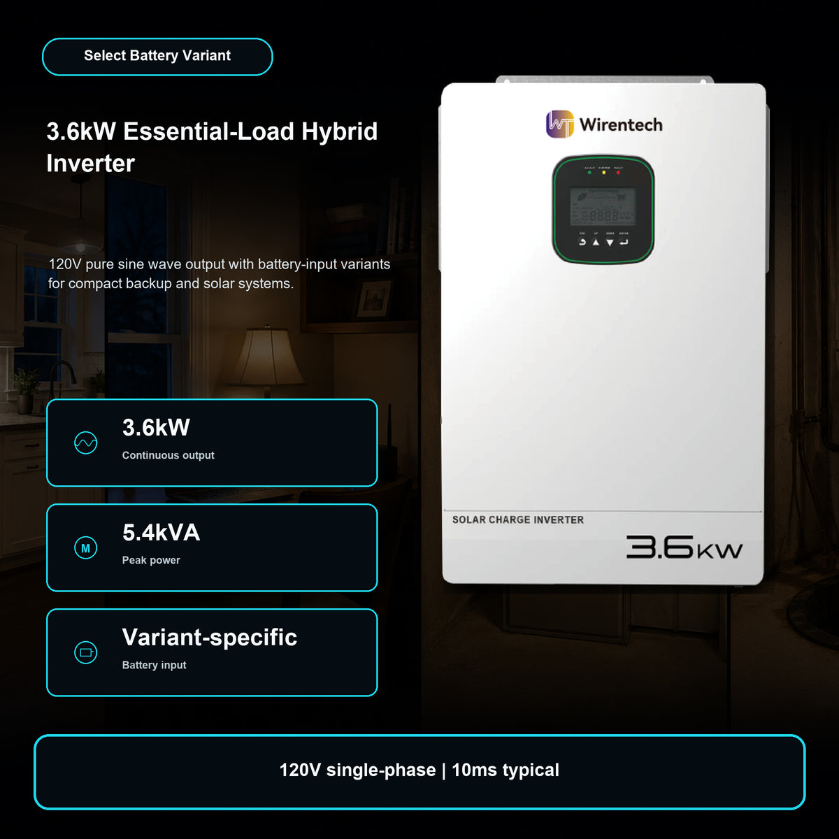 [Pre-Order] Wirentech 3.6kW Hybrid Solar Inverter for Home Energy Storage