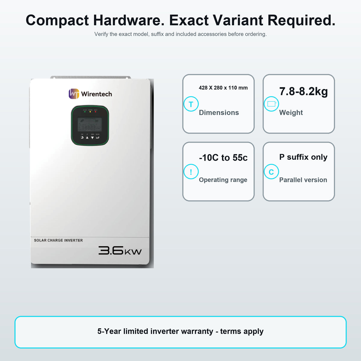 [Pre-Order] Wirentech 3.6kW Hybrid Solar Inverter for Home Energy Storage