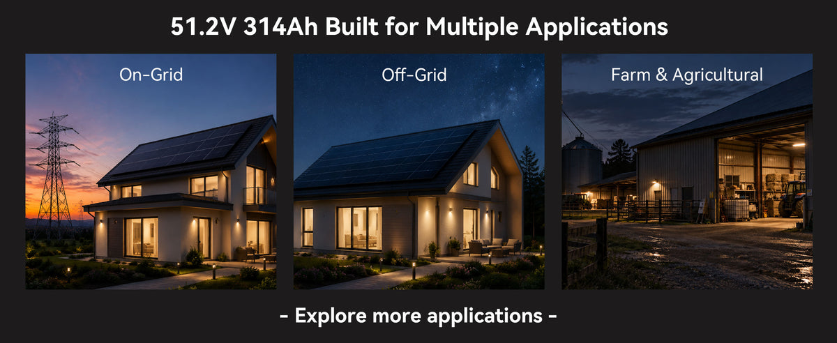 Wirentech WP51314 51.2V 314Ah battery applications for on-grid, off-grid and agricultural energy storage